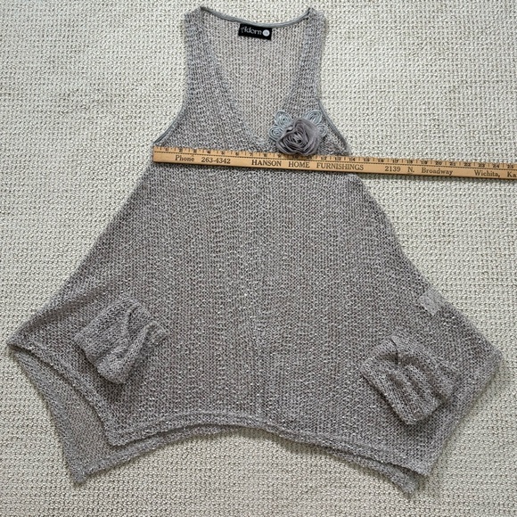 Adorn Women Boho Tank Dress Tunic Top Open Knit Sequins Sheer Light Gray sz L/XL - Picture 13 of 14